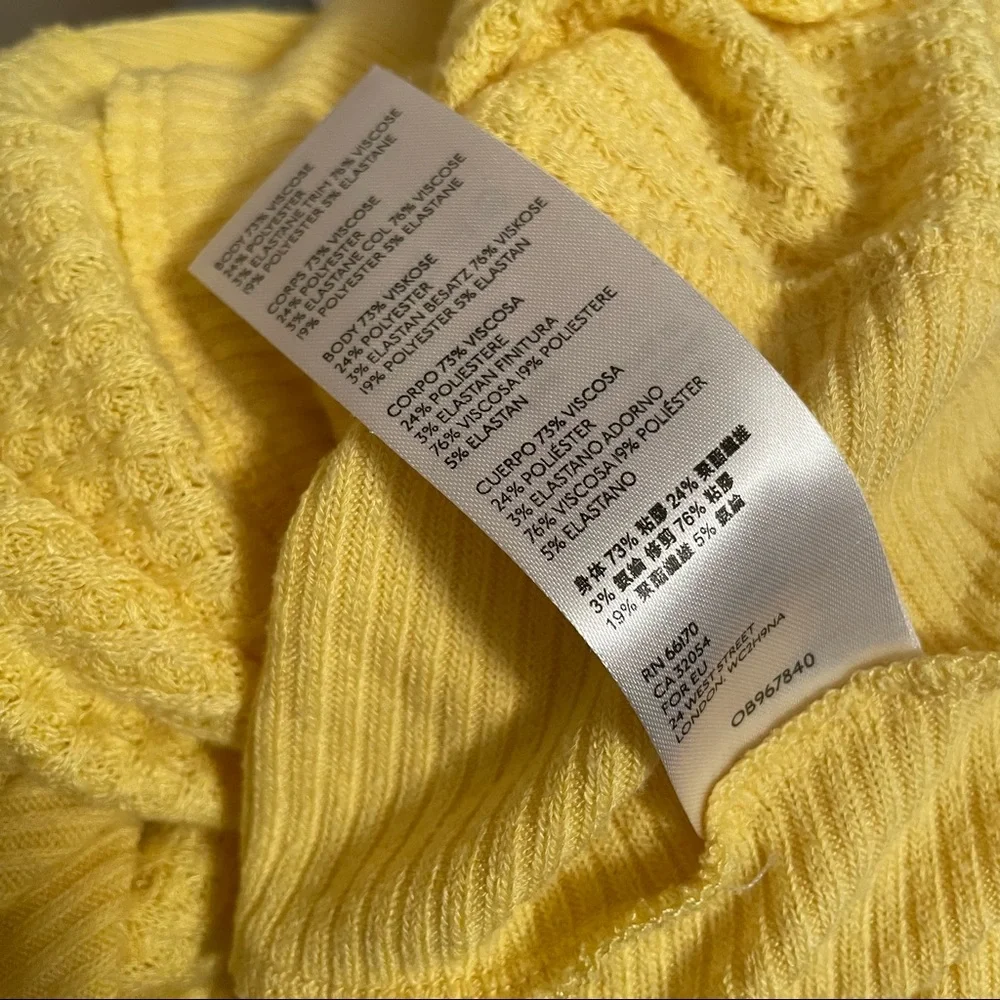 Free People | Santa Clara Thermal Yellow Long Sleeve V Neck Waffle Knit Top
